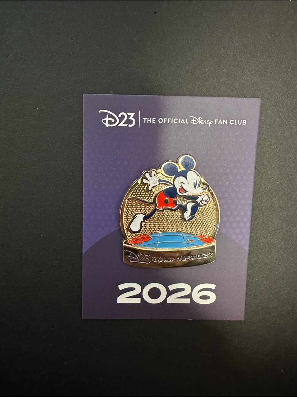 Disney 2026 D23 Gold Member Mickey Mouse Pin New On Card
